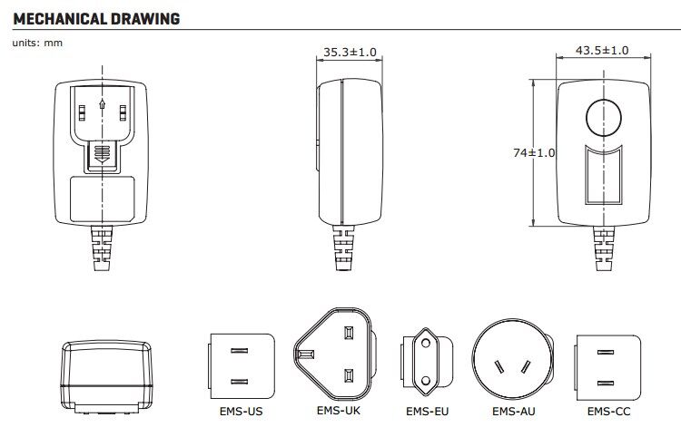 Power Adapter 12V 2.5 Amp, International Style Plugs - Image 2